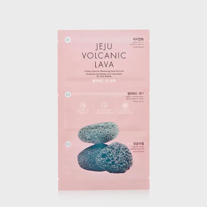 The Face Shop Очищающий 3-ступенчатый набор для носа от черных точек с вулканической почвой Чеджу