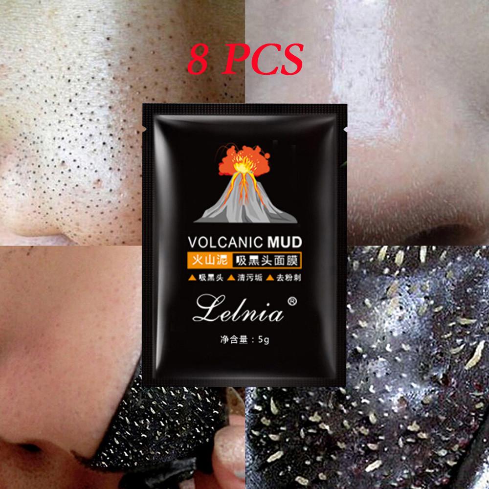 8 шт. Маска для носа с вулканической грязью, маска для черных точек, грязевая маска с углем чёрный