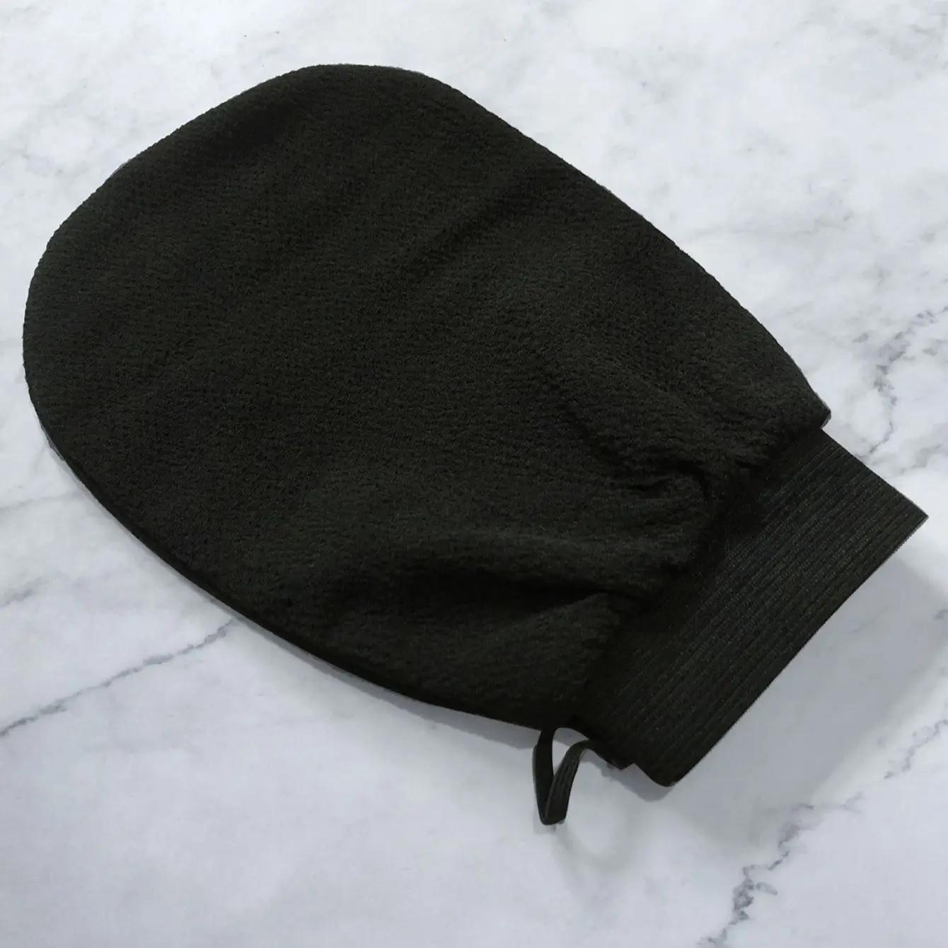 1 шт. Отшелушивающая рукавица-скраб для марокканской бани, рукавица для душа, ванны, хаммама, сауны - антицеллюлитный массаж чёрный