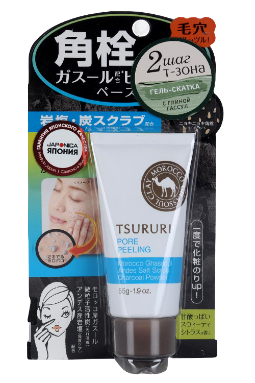 Гель-скатка Tsururi Special Care с марокканской вулкан глиной п/черных точек, 55 г